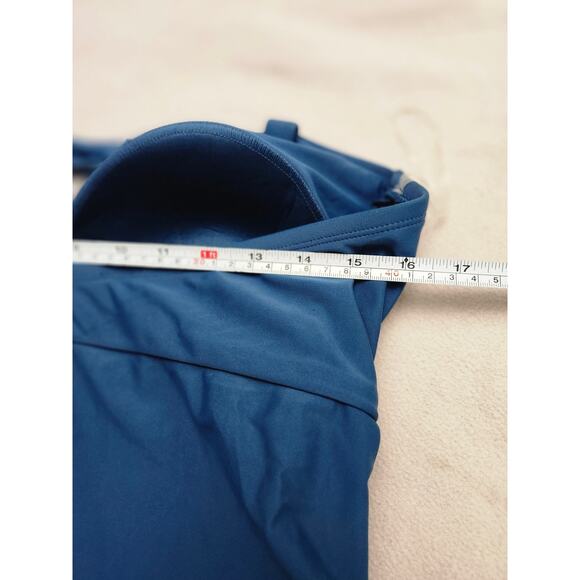 NEW Sz 18 Shade & Shore Teal Blue Braided Shoulder Ruched One Piece Swimsuit - Picture 11 of 12